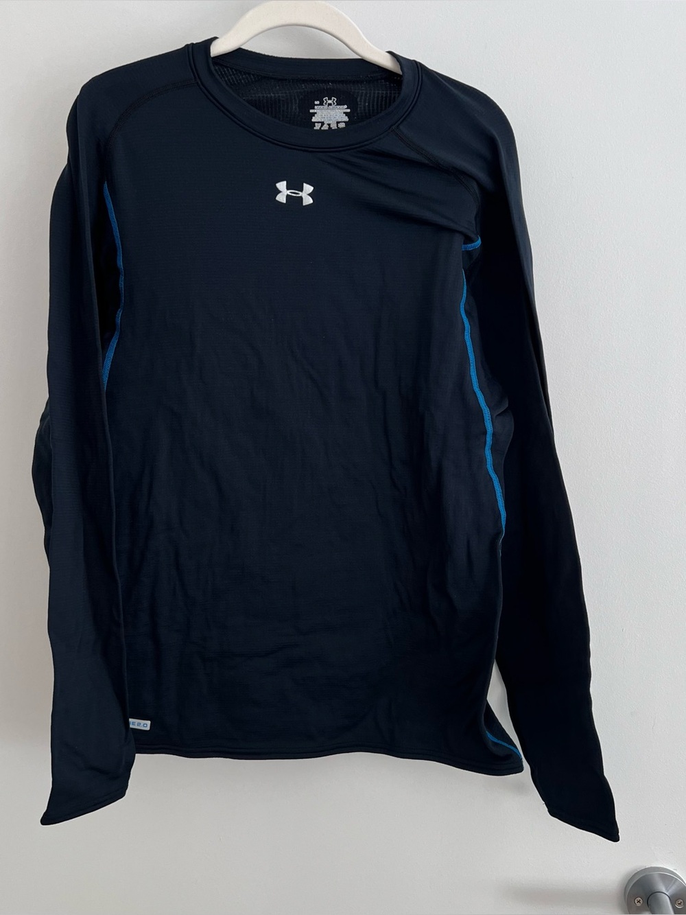 Under Armour Men’s Black Compression Tights with Blue Piping Baselayer 2.0 - Picture 2 of 4
